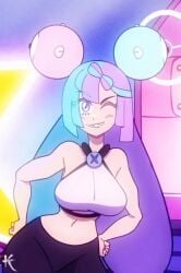 1girls animated artist benek big_breasts blue_hair blush breasts clothing copyright female female_only fit fit_female gym_leader hair_ornament hips human human_only iono_(pokemon) light-skinned_female light_skin long_hair looking_at_viewer mostly_nude mp4 multicolored_hair nintendo nipples nude one_eye_closed pink_hair pokemon pokemon_sv purple_eyes pussy sharp_teeth smile solo sound swinging_breasts swinging_hips tagme thick_thighs thighhighs twintails two_tone_hair video voluptuous voluptuous_female