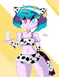 artist_request blue_eye cow_bikini cow_ears cow_tail milk multicolored_hair pink_eye pink_skin questionable_consent roblox roblox_avatar sasagix source_request tagme tiktoker youtube youtuber