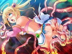 anus blonde_hair blue_eyes clothing drooling female honjou_erena long_hair mahou_shoujo_erena rolling_eyes saliva slime tentacle tied_hair torn_clothes twintails valkyria_(studio)