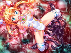 blonde_hair blue_eyes bondage cameltoe clothing female helpless honjou_erena imminent_penetration imminent_rape imminent_sex leotard long_hair mahou_shoujo_erena nipples rape restrained skirt slime spread_legs tentacle tied_hair torn_clothes twintails valkyria_(studio)