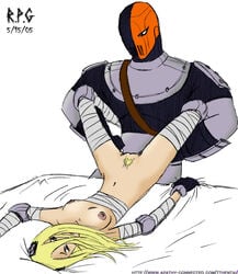 1boy 1girls 2005 dc_comics deathstroke female male on_back r.p.g sex slade_wilson teacher_and_student teen_titans tehwalrus_edits terra terra_(dc)