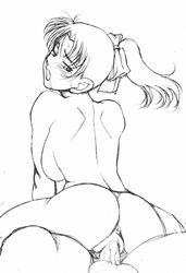 1girls ass big_ass blush breasts censored detective_conan female hair_ribbon human kazuha_toyama large_breasts male monochrome penis ponytail sex short_hair tagme thick_thighs vaginal_penetration wide_hips