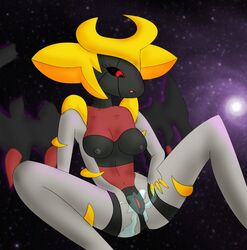 anthro breasts color exposed_breasts female female_only front_view giratina giratina34 nude open_eyes pokemon pussy red_eyes solo tagme wing