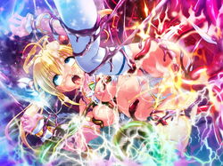 blonde_hair blue_eyes drooling female fucked_silly honjou_erena mahou_shoujo_erena nipples restrained rolling_eyes saliva stomach_bulge tentacle tied_hair torn_clothes twintails valkyria_(studio)