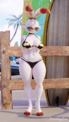 3d animated anthro anthrofied breasts cleavage clothing dancing dividebyzero female fur furry furry_only lagomorph navel nintendo pokémon_(species) pokemon scorbunny scorbunny_(valorlynz) short_playtime shorter_than_30_seconds solo sound tagme thick_thighs valorlynz vertical_video video wide_hips yoinky_sploinky