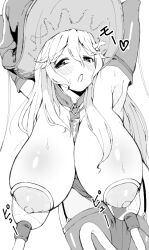 blush breasts breasts_out female female_only gloves hair_between_eyes hat huge_breasts kamaboko_(ossann0125) lactating lactation lips long_hair magisa magisa_(granblue_fantasy) milk milk_squirt milking milking_machine witch witch_hat wizard wizard_hat