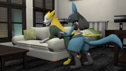 3d animal_penis animated anthro boltund canine elio_(pokemon) feral glitched_securitron hi_res lucario male/female mammal mp4 nintendo no_sound pokémon_(species) pokemon pokemon_(species) sex sofa tagme video zoophilia