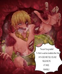 1boy blonde_hair blood digestion gore graphic_digestion short_hair tagme