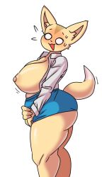 1girls aggressive_retsuko aggretsuko ass big_ass big_breasts big_butt blush breasts eye_contact eyelashes fat_ass female female_only fennec fenneko fluffy_tail fox fox_ears fox_tail kryadrawgin large_ass large_breasts looking_at_viewer miniskirt nipples sanrio skirt smooth_fur solo solo_female solo_focus surprised tail thick_thighs thighs wide_hips