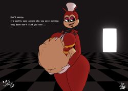 aliasmatt bee big_ass big_belly big_breasts black_lipstick boobs breast chef_hat classic_jolly door fazbear_fanverse fazbear_frights five_nights_at_freddy's genderswap glowing_eyes jolly jolly_(character) jolly_(game) jolly_2 oral_vore red_bee red_clothes thighs vore yellow_stripes