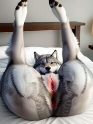 ai_generated anus canine feral laying_down missionary missionary_position pussy showing_off showoff spreading stable_diffusion wolf