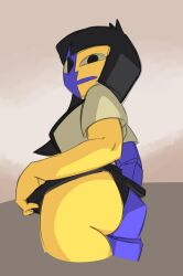 1girls ass big_breasts black_hair black_panties blue_body blue_skin ena fat_ass female female_only joel_g kryadrawgin long_hair panties polygon polygonal skirt solo thick_thighs thighs yellow_body yellow_skin