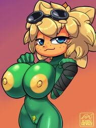 1girls :3 anthro big_breasts blonde_hair breasts female ichduhernz nipples original_character plant plant_girl plantie plants_vs_zombies pubic_hair pussy solar_flare_(pvz) summer_lightflare sunflower_(pvz)