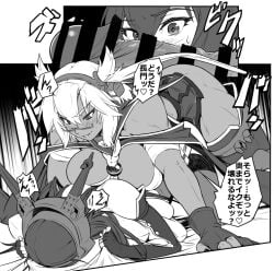 1futa 1girls 1other bare_shoulders bed_sheet blush breasts cleavage dark-skinned_futanari dark_skin dickgirl domination duo female fully_clothed futa_with_female futanari glasses gloves headgear human kantai_collection large_breasts light-skinned_female light_skin long_hair mikoyan musashi_(kantai_collection) muscular muscular_female nagato_(kantai_collection) on_stomach open_mouth penis penis_on_face pleated_skirt prone_bone sex sheet_grab short_hair skirt smile sweatdrop thighhighs thighs translation_request