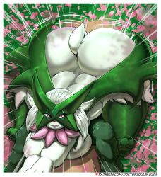 2023 anthro ass back_boob big_breasts big_butt bottom_heavy breasts butt_slam digital_media_(artwork) facesitting female fur generation_9_pokemon green_body green_fur high-angle_view huge_butt huge_hips huge_thighs hyper hyper_butt looking_back meowscarada nintendo pink_eyes pokemon pokemon_(species) pokemon_sv sitting_on_another solo solo_focus soulman1 thick_thighs wide_hips