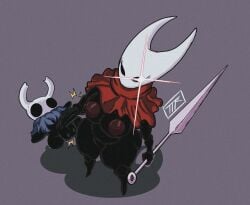 1boy 1girls balls big_breasts big_penis black_skin breasts eye_shimmer eyelashes female full_body grabbing grabbing_penis hollow_knight hornet_(hollow_knight) horns kojoarts large_breasts male naked naked_female naughtypaw_(artist) navel nipples nude nude_female penis protagonist_(hollow_knight) pussy red_nipples scarf shadow shine thick_thighs thighs ttherandom tthrandom tthrandom_rp