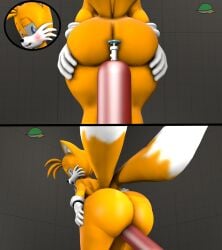 1boy 2023 3d 3d_(artwork) air_inflation air_tank anthro ass ass_expansion big_ass blush canid canine cindablimp femboy fox huge_ass inflation looking_back male male_only mobian_(species) sega sonic_(series) sonic_the_hedgehog_(series) source_filmmaker tails tails_the_fox thick_thighs wide_hips