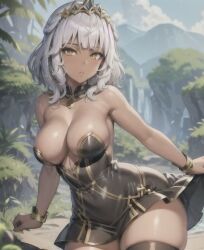 1girls ai_generated female large_breasts league_of_legends marannd qiyana_yunalai stable_diffusion thick_thighs white_hair