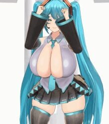 1girls animated big_breasts blue_hair bouncing_breasts dekapaiyukari facominn female_focus female_only hatsune_miku huge_breasts jiggling_breasts mikumikudance mmd panties revealing_clothes short_skirt thick_thighs vocaloid