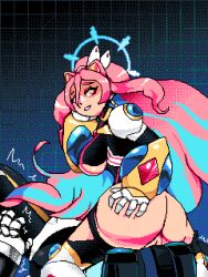 1boy 1girls ass capcom cat_ears dynamo eratoeir facesitting femdom mega_man mega_man_x mega_man_x_dive pink_hair pussy reploid robot_girl tagme