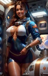 1girls ai_generated american_flag astronaut athletic athletic_female big_breasts boob_window breasts busty control_panel curvaceous curvy curvy_figure dizzydreamerai eyebrows eyelashes eyes female female_focus female_only fit fit_female hair hips hourglass_figure huge_breasts human large_breasts legs light-skinned_female light_skin lips mature mature_female original original_character partially_unzipped science_fiction space space_suit spaceship spaceship_interior stable_diffusion thick thick_legs thick_thighs thighs top_heavy uniform upper_body voluptuous waist wide_hips