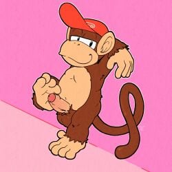 1:1 1boy absurd_res anthro anthro_only argon_vile balls boner clothing diddy_kong donkey_kong_(series) erection feet foreskin fur fuzzy_balls genitals hands_behind_head haplorhine hat headgear headwear hi_res imminent_masturbation leaning_against_wall male male_only mammal monkey monkey_boy monkey_feet nintendo nude penis prehensile_feet primate raised_arms shirt smile smug solo topwear