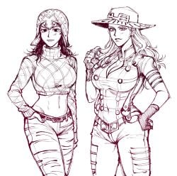 2girls breasts female female_only guido_mista gyro_zeppeli human jojo's_bizarre_adventure rule_63 saint_jojo shounen_jump steel_ball_run vento_aureo