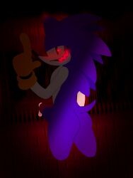 2023 ass back_view background blush bunbreed ear_blush finger_wag futanari glowing_eyes glowing_teeth hedgehog looking_at_viewer needlemouse_(character) needlemouse_(series) no_outlines orange_gloves penis_out precum presenting_hindquarters purple_fur sarah_henderson_(needlemouse) smile sonic_(series) sonic_the_hedgehog_(series) suggestive_look suggestive_posing tail