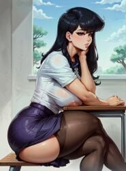 1girls ai_generated big_areola big_ass big_breasts big_butt big_nipples black_hair bored bored_expression bubble_butt classroom curvaceous curvy curvy_body curvy_female curvy_figure fat_ass fat_thighs female female_only hi_res highres hpeq huge_ass huge_breasts impatient komi-san_wa_komyushou_desu komi_shouko massive_breasts massive_thighs puffy_nipples purple_eyes purple_hair school school_uniform schoolgirl see-through see-through_clothing short_skirt side_view sideboob sitting sitting_on_chair skirt solo stable_diffusion stockings thick thick_ass thick_lips thick_thighs thunder_thighs thunderthighs voluptuous voluptuous_female