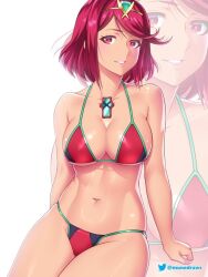 1girls bikini bikini_bottom bikini_top core_crystal etchimune pyra red_hair short_hair xenoblade_(series) xenoblade_chronicles_2