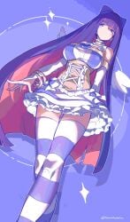 alternate_costume angel_wings blue_eyes bow breasts colored_inner_hair dress female gloves goth goth_girl large_breasts long_hair multicolored_hair panty_&_stocking_with_garterbelt pink_hair ribbon skirt solo stocking_anarchy stockings striped striped_thighhighs takamiyadaira two_tone_hair