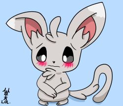 anthro embarrassed female generation_5_pokemon minccino nintendo pokemon pokemon_(species) shaded solo weirdoiamlol