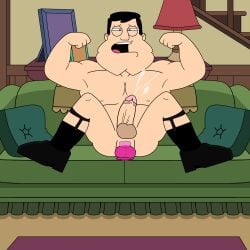 american_dad bara black_socks buldge chest cum dark_hair dildo dildo_in_ass dress_shoes flexing flexing_arms flexing_bicep garter garter_belt_socks garter_straps garters gay legs_spread legs_up male male_only masturbation muscles socks solo stan_smith suit tie