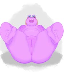 amphibian animal_crossing anthro anus areola beauty_mark digital_drawing_(artwork) digital_media_(artwork) eyeshadow feet female frog genitals gigi_(animal_crossing) humanoid lips looking_at_viewer makeup nintendo overweight presenting presenting_pussy purple_body purple_skin pussy shaded simple_background simple_shading slimey_art solo spread_legs spreading thick_lips