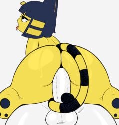 animal_crossing ankha ankha_(animal_crossing) anthro ass balls big_butt bodily_fluids cowgirl_position digital_media_(artwork) domestic_cat drooling duo eyelashes felid feline felis female female_penetrated from_front_position fur furry genitals golde goldeneyensfw hair hi_res looking_pleasured male male/female male_penetrating male_penetrating_female mammal mastery_position nintendo nude pawpads penetration penis saliva sex straight tagme tail tail_around_penis tail_fetish tail_play tailjob tongue tongue_out