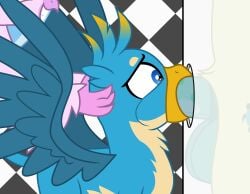 4_fingers accurate_art_style animal_genitalia animal_penis avian balls beak beak_fetish beak_play beak_sex beakjob big_balls big_penis blue_body blue_eyes blue_feathers blue_fur bodily_fluids chest_tuft cutie_mark don't_mind_me_(artist) earth_pony equid equine equine_genitalia equine_penis european_mythology feathered_wings feathers fellatio fingers friendship_is_magic fur gallus_(mlp) genitals greek_mythology green_body green_fur gryphon hasbro hi_res hippogriff horse mammal my_little_pony mythological_avian mythology oral oral_penetration penetration penile penis pink_beak pink_body pink_fur pony saliva sandbar_(mlp) sex silverstream_(mlp) smile tan_body tan_fur tuft wings yellow_beak