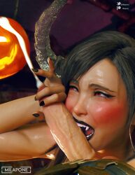 1girls 3d big_ass bikini bite black_hair black_lipstick black_nail_polish cloud_strife demon_girl demon_horns demon_tail eyelashes eyeshadow fangs fellatio female female_only final_fantasy final_fantasy_vii final_fantasy_vii_remake halloween handjob horns jack-o'-lantern large_breasts long_fingernails long_hair milapone nipple_piercing oral oral_sex pierced_nipples pumpkin ram_horns red_eyes square_enix three-finger_handjob tifa_lockhart