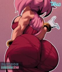 1girls amy_rose anthro ass big_ass breasts female female_only furry huge_ass muscles muscular muscular_female pantylines solo sonic_(series) tangobat