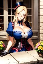 1girls ai_generated blonde_hair blue_eyes corset curvy curvy_body curvy_female curvy_figure female_focus female_only highres huge_breasts looking_at_viewer solo_female solo_focus stable_diffusion victorian victorian_era voluptuous_female