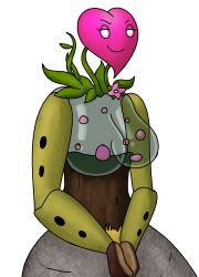 1:1 animate_inanimate breasts breeding_structure_(my_singing_monsters) bubbles collaboration flower large_breasts m10dor34 my_singing_monsters pink_flower pink_head plant_girl plants stone transparent_breasts white_background wood wooden_body