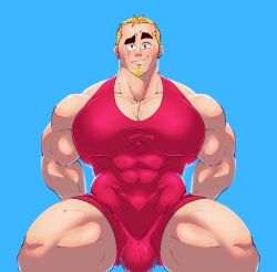 abs beard big_muscles big_nipples big_pecs big_thighs blonde_hair brawl_stars bulge gay grom_(brawl_stars) homosexual male male_focus male_only muscle muscles muscular_male nipple_bulge paldraws pecs swimsuit thighs