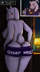 3d 3d_(artwork) 4k 5_fingers 9:16 absurd_res anthro asriel_dreemurr asriel_dreemurr_(god_form) ass big_breasts big_butt blush boss_monster bottomwear bovid breasts caprine clothed clothing detailed_background digital_media_(artwork) duo embarrassed english_text female fingers floppy_ears gesture hi_res horn hotpants incest inside lamp male mammal mature_anthro mature_female mother mother_and_child mother_and_son nipples parent parent_and_child presenting presenting_hindquarters red_eyes shorts side_boob son source_filmmaker standing text thick_thighs thumbs_up topless toriel undertale undertale_(series) white_body wide_hips yamimarik1994