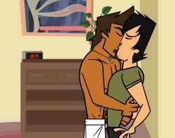 alone angry_look bare_chest closed_eyes faggot fully_clothed_male gay gay_male hispanic_male jose_burromuerto_(tdi) kissing making_out male male_only necklace nervous no_shirt tdda19 total_drama_island towel towel_around_waist trent_(tdi) white_male yaoi