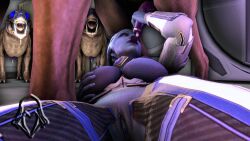 3d 3d_(artwork) asari dog_penis knot liara_t'soni licking licking_penis mass_effect masturbation sfm_hood varren zoophilia