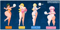 4girls ass_bigger_than_head ass_size_difference ass_vs_breasts big_ass big_breasts bottom_heavy breast_size_difference breasts_bigger_than_head epicpotatolord female female_only huge_ass huge_breasts hyper hyper_ass hyper_breasts hyper_thighs looking_at_viewer mario_(series) multiple_girls nintendo pixel_art princess_daisy princess_peach princess_rosalina tagme thick_thighs toadette top_heavy