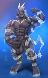 abs anthro balls erection flexing generation_5_pokemon genitals hi_res humanoid_genitalia humanoid_penis male male_only muscular nintendo nude penis pokemon pokemon_(species) solo wintech3112 zebstrika