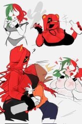 2girls ? ailewzol big_breasts bra countryhumans countryhumans_girl female female_only heart long_hair mexico_(countryhumans) multiple_girls pink_nipples red_body red_hair red_skin simple_background soviet_union_(countryhumans) underwear white_background white_body white_skin yuri