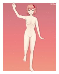 1girls areolae barefoot blizznsfw blush blush_lines breasts closed_eyes completely_nude completely_nude_female doki_doki_literature_club female female_only full_body heart just_sayori naked naked_female nipples nude nude_female pussy sayori_(doki_doki_literature_club) short_hair smile solo solo_female standing strawberry_blonde_hair wave