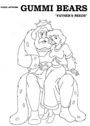 adventures_of_the_gummi_bears breast_grab disney father_and_daughter incest king_gregor molestation monochrome panze princess_calla