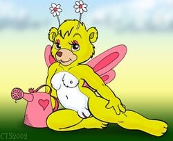 2002 antennae anthro breasts butterbear chris_sutor disney female female_only flower fur furry nipples nude pussy sitting solo tagme watering_can wings wuzzles